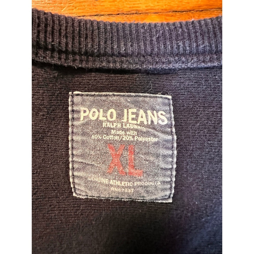 Vintage Polo Jeans Co Ralph Lauren Navy Blue Crewneck Sweatshirt XL - Picture 6 of 7